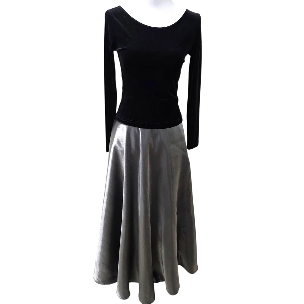 Elegant Black and Silver Dress with Scarf